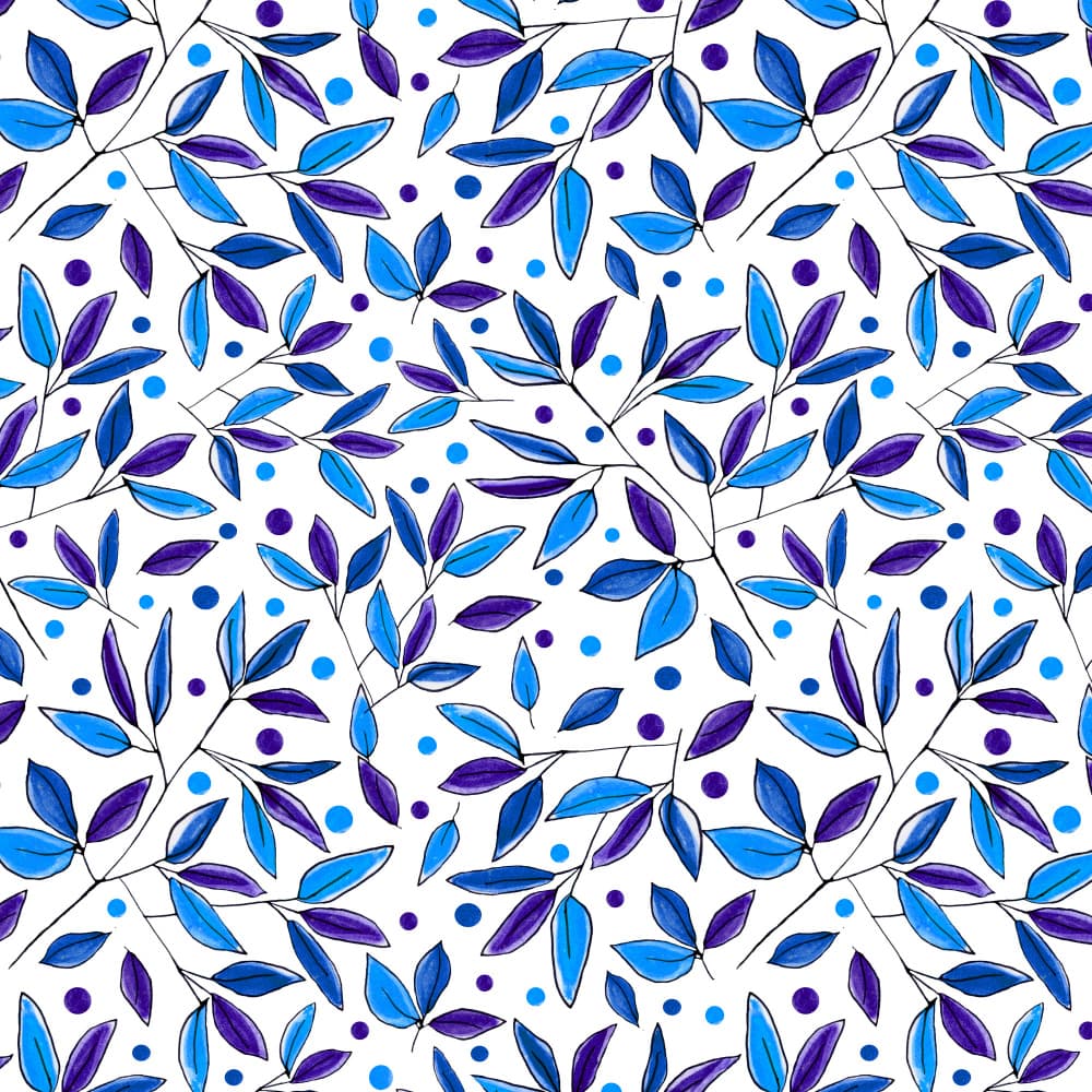 Blue Purple Leaf Pattern by Michele Channell — canvas wall art