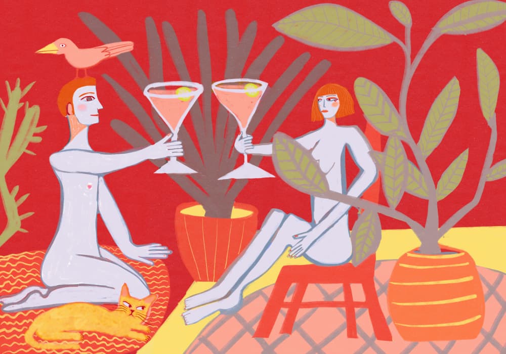 Red Room Nude Couple by Sharyn Bursic — canvas wall art