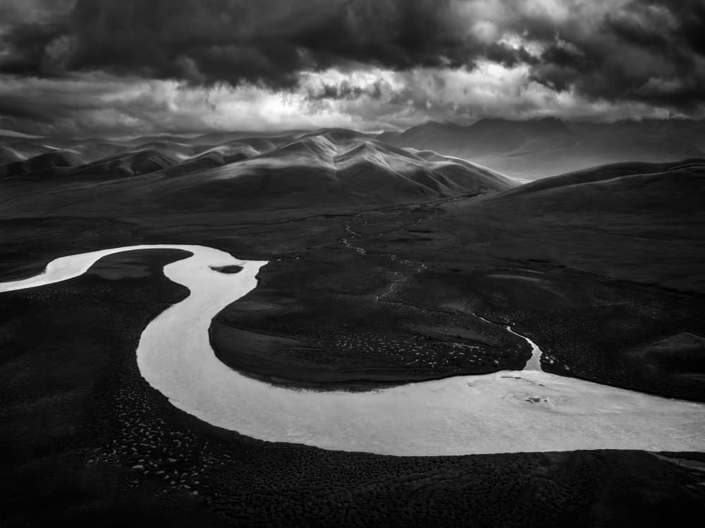 Winding River Landscape by Irene Wu — canvas wall art