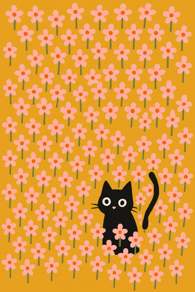 Playful Floral Cat