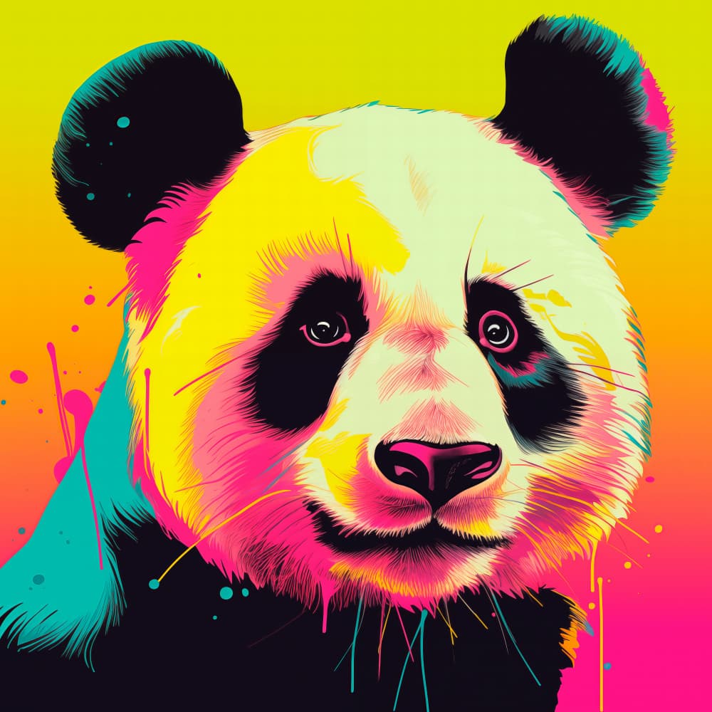 Neon Panda Portrait by Andreas Magnusson — canvas wall art
