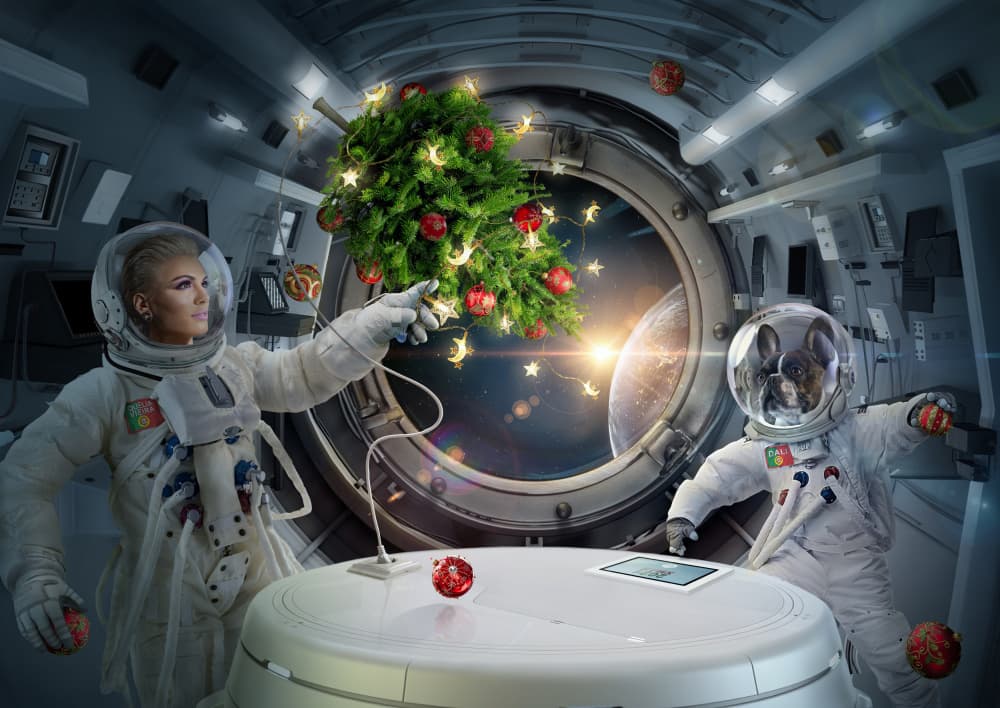 Astronaut Dog Christmas by DDiArte — canvas wall art