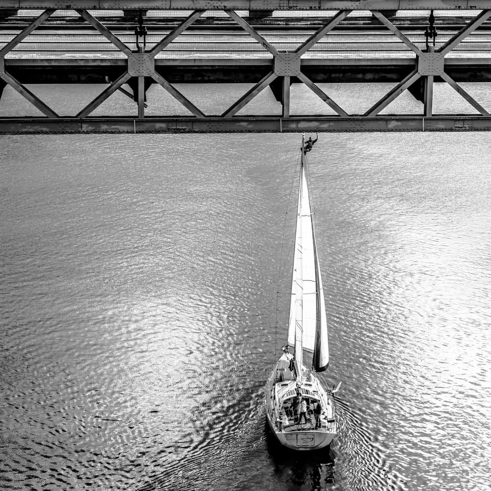 Sailing Under Bridge by Simon Delvoye — canvas wall art