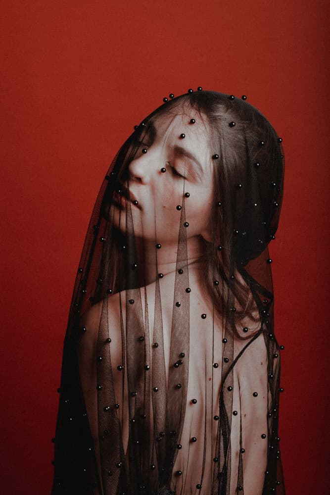 Dreamy Woman Beaded Veil by Artem Vasilenko — canvas wall art