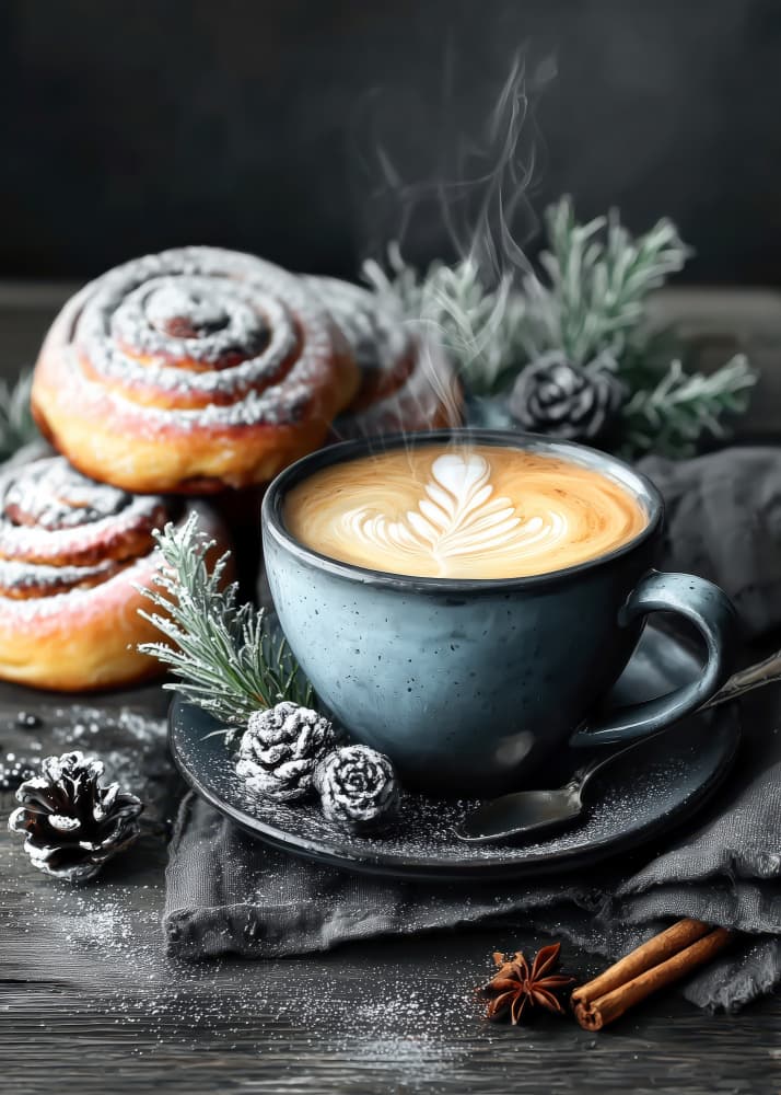 Cozy Winter Coffee by Justyna Jaszke — canvas wall art