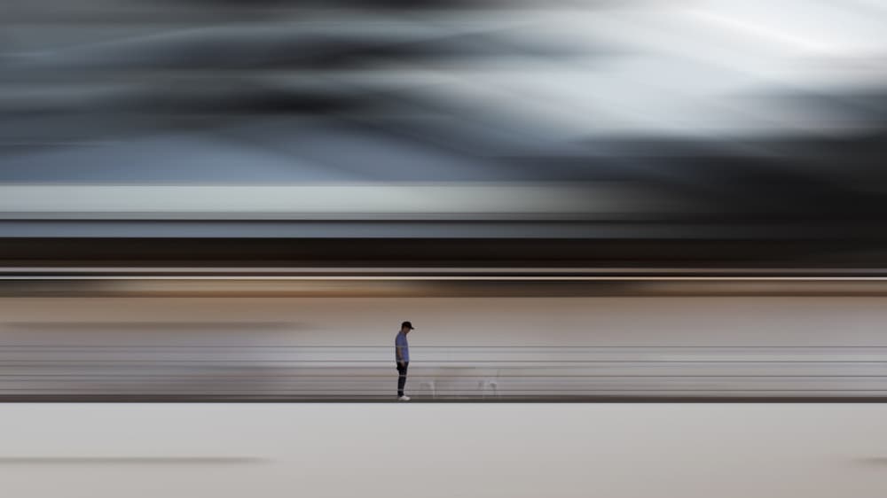 Solitary Figure Abstract Landscape by Wanjae Choi — canvas wall art