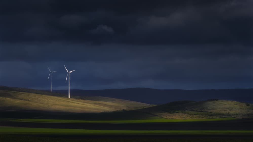 Wind Turbines Dramatic Light by Anghel Rusu — canvas wall art