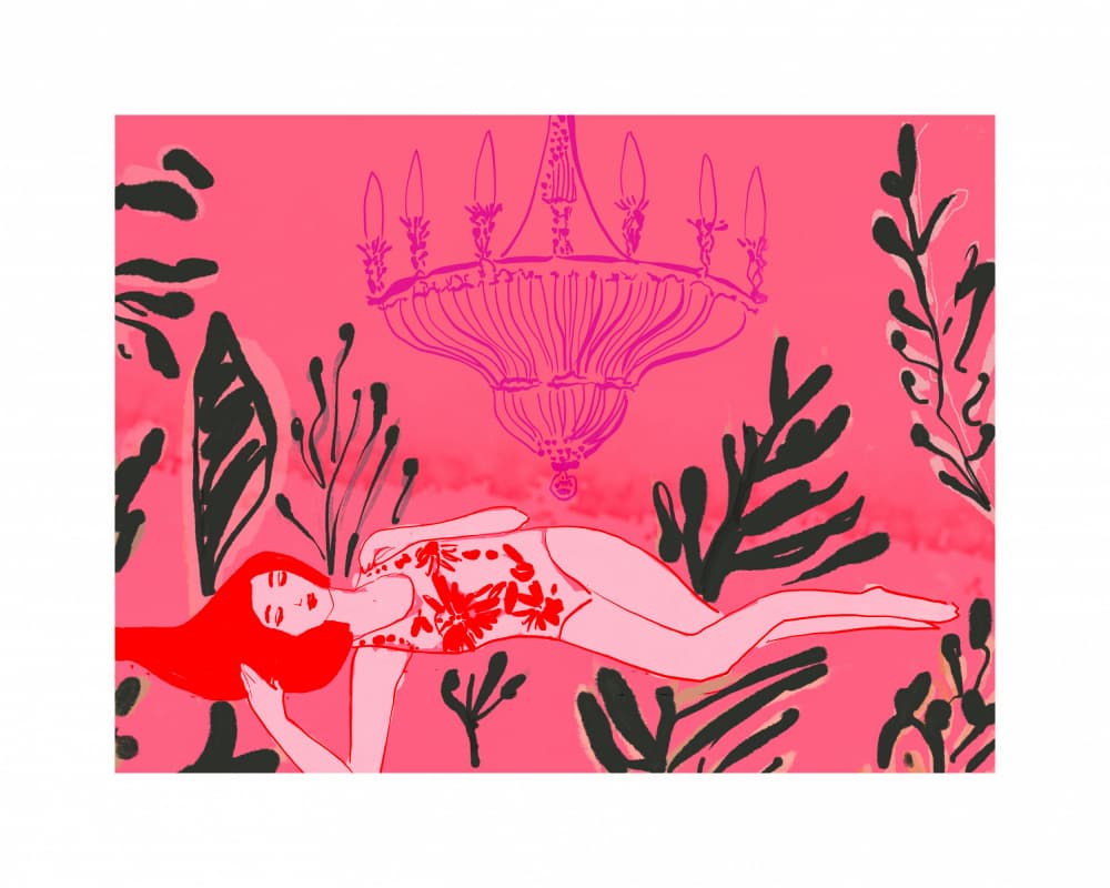 Woman Pink Floral Dream by Beate Tubach — canvas wall art