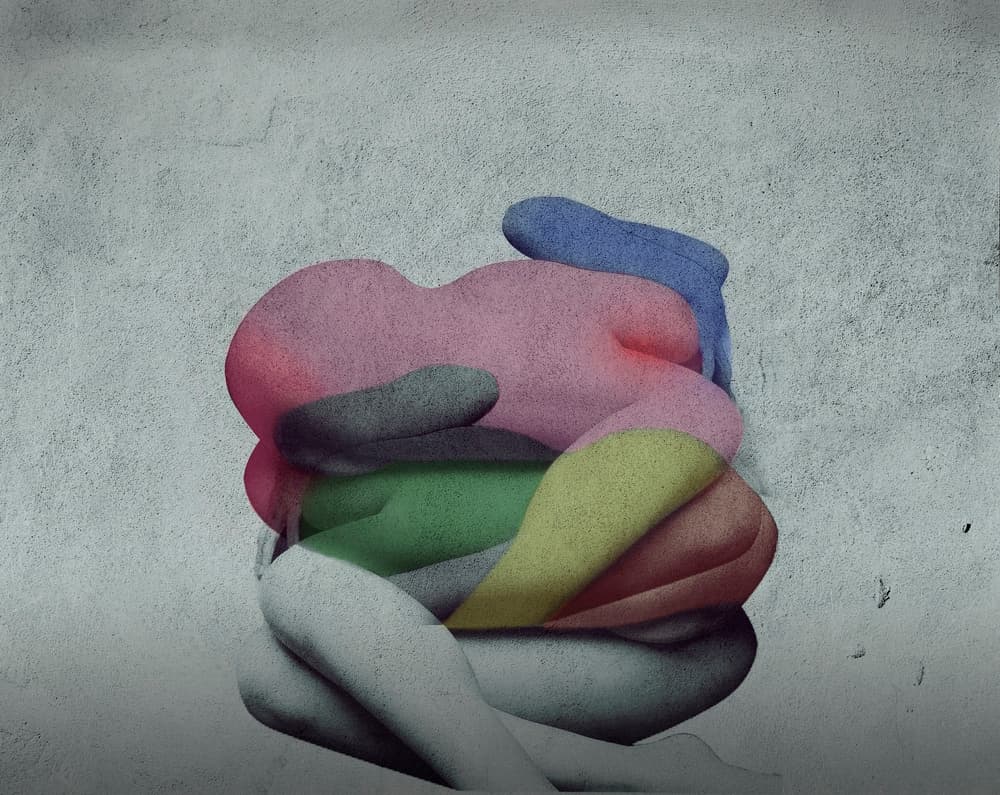 Colorful Abstract Embrace by Fuyuki Hattori — canvas wall art