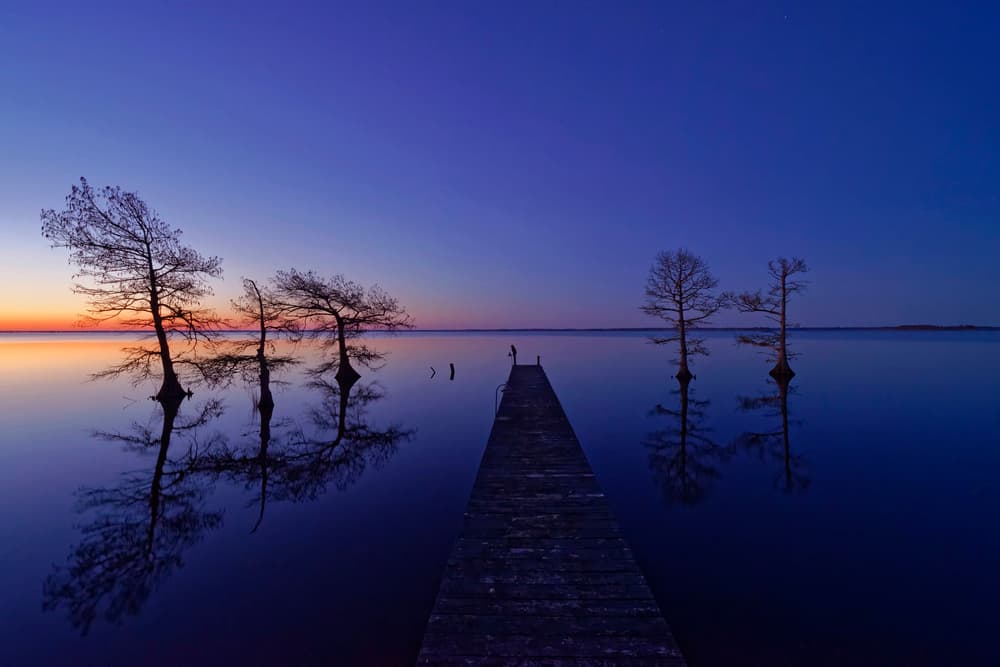 Twilight Pier Reflections by Liyun Yu — canvas wall art