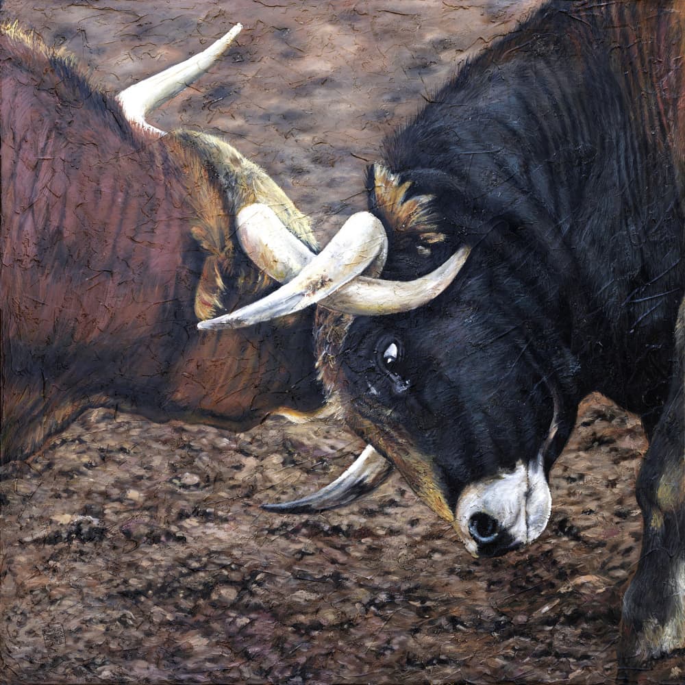 Clash Of Bulls by Eduardo JIMÉNEZ AGUIRRE — canvas wall art