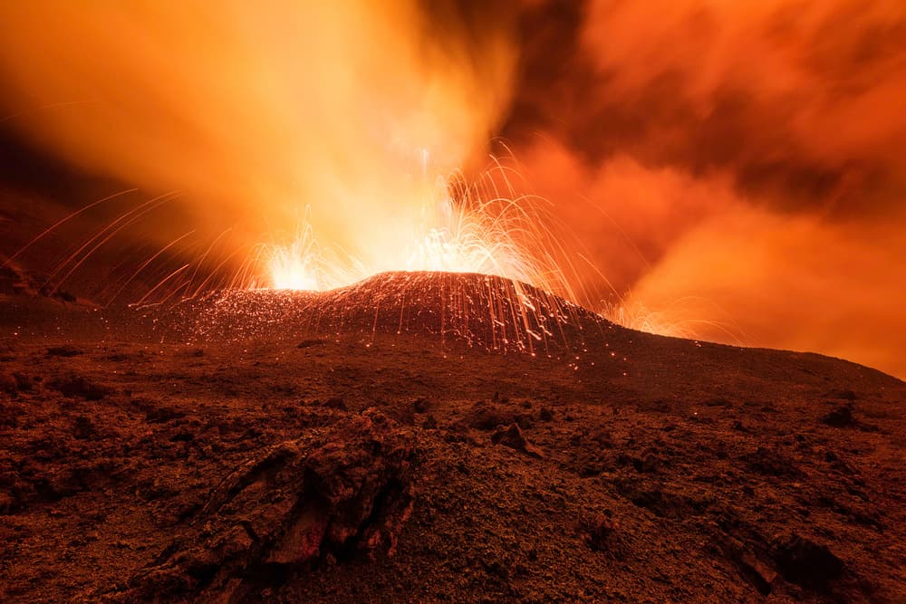 Fiery Volcano Eruption by Barathieu Gabriel — canvas wall art