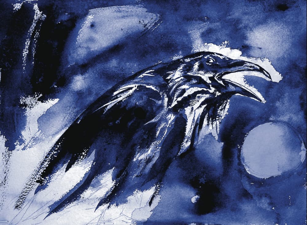 Blue Moon Raven by RodMacIver — canvas wall art