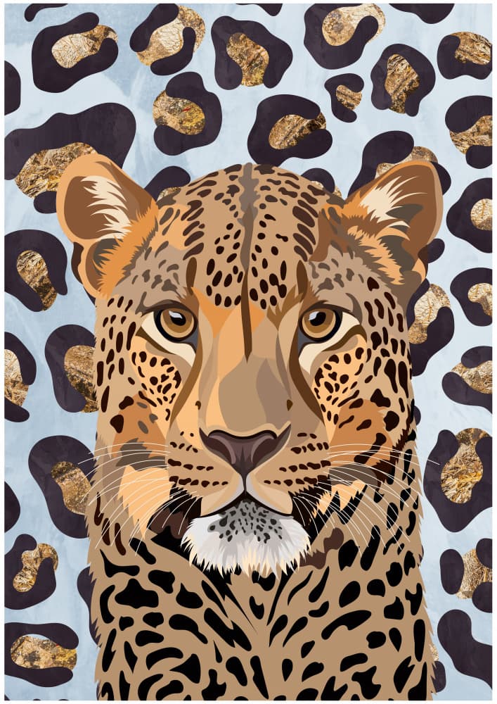 Golden Leopard Portrait by Sarah Manovski — canvas wall art