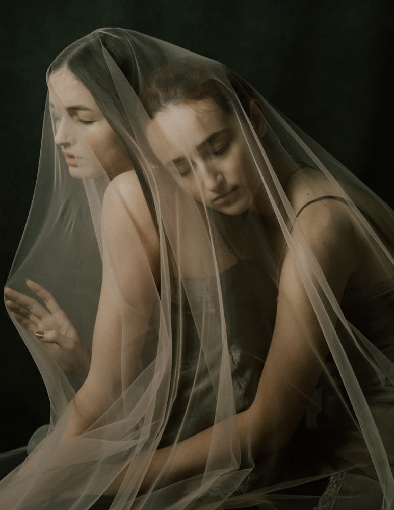 Pensive Veiled Women by Larisa Usmanova — canvas wall art