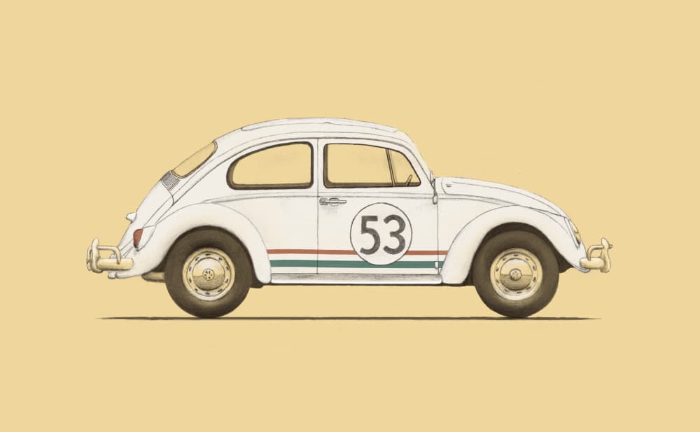 Classic Beetle Racer by Florent Bodart — canvas wall art