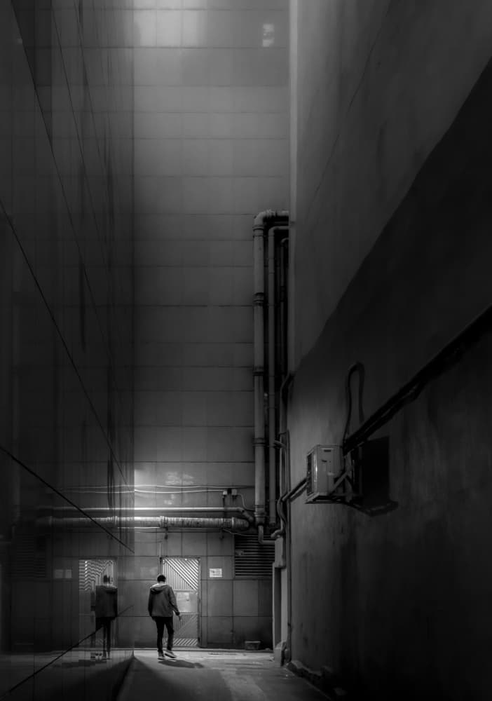 Shadowed Urban Passage by Alan Kwang — canvas wall art
