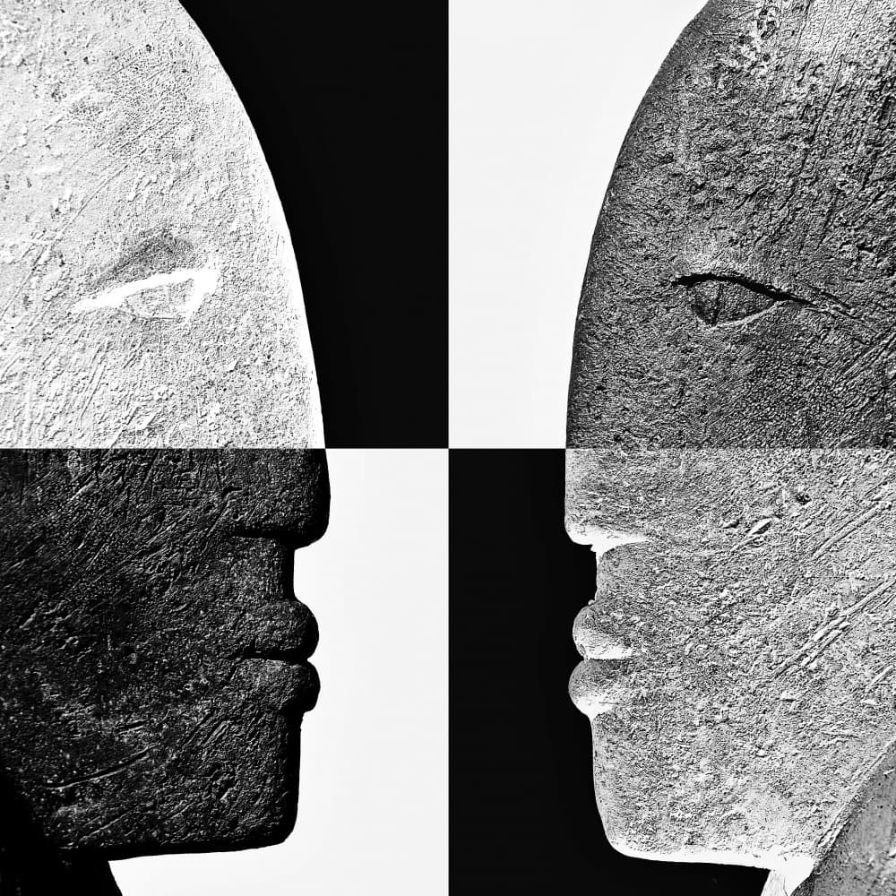 Contrasting Chess Faces by Roberto Parola — canvas wall art