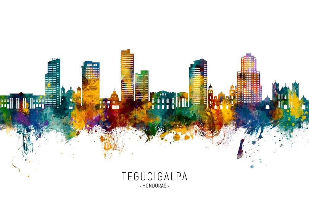 Vibrant Tegucigalpa Skyline by Michael Tompsett — canvas wall art