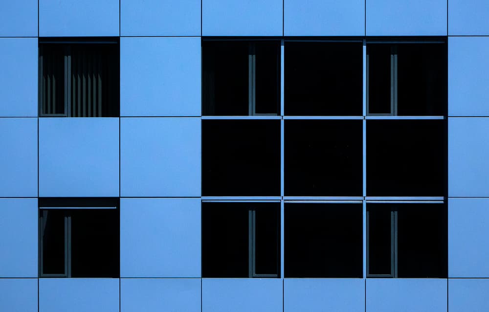 Modern Blue Window Grid by Jef Van den Houte — canvas wall art