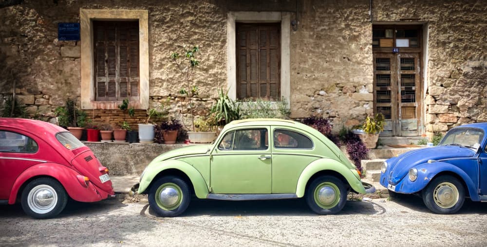 Colorful Vintage Street Cars by Andrey Shpek — canvas wall art