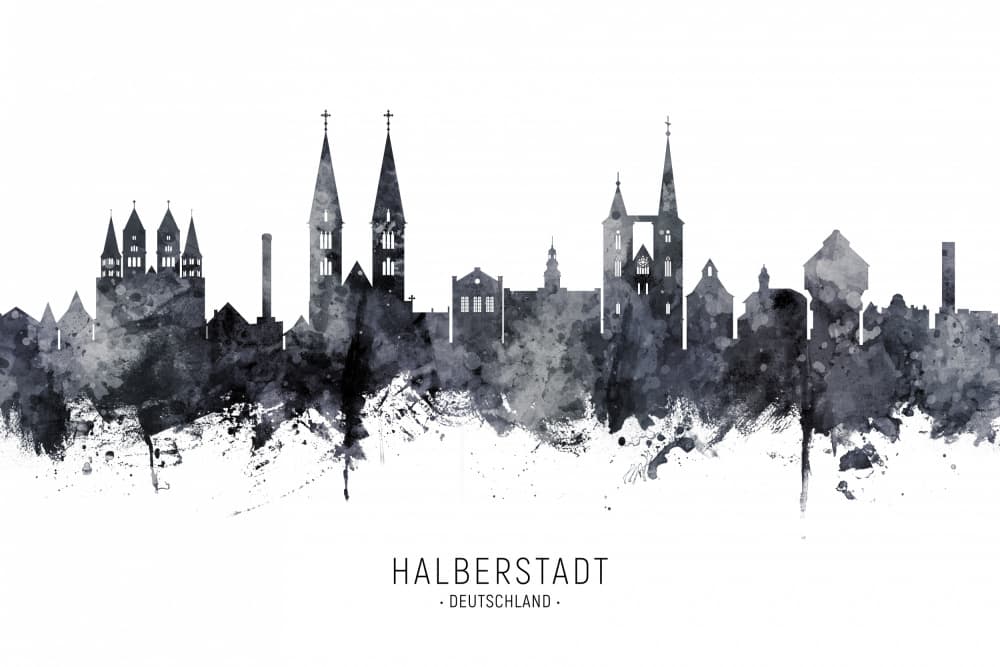 Halberstadt Cityscape Silhouette by Michael Tompsett — canvas wall art