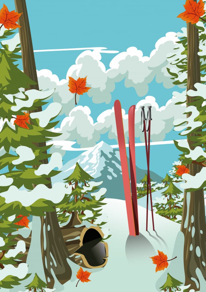 Snowy Mountain Ski Forest by Nicholas — canvas wall art