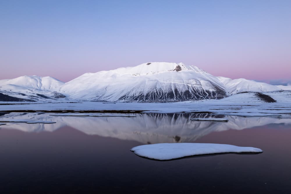 Snowy Mountain Reflection by Sergio Barboni — canvas wall art