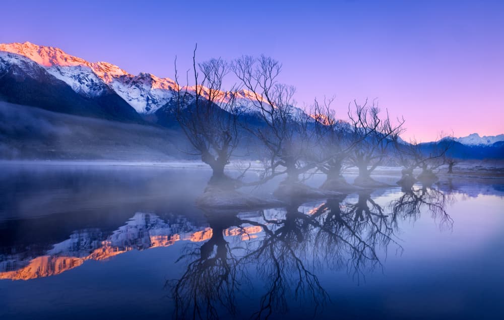 Misty Mountain Reflections by Dennis Zhang — canvas wall art