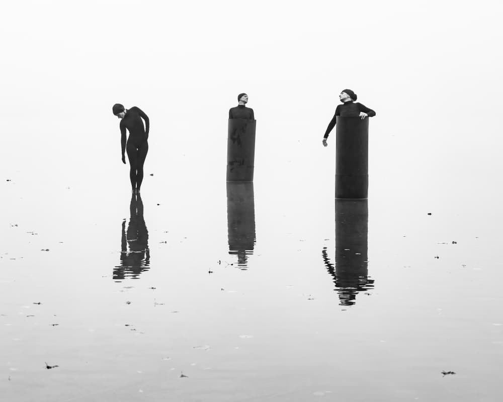 Contemplative Water Figures by Leszek Paradowski — canvas wall art