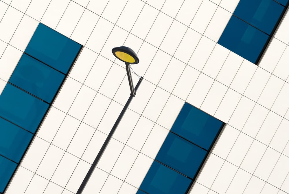 Geometric Facade and Lamp by Alfonso Novillo — canvas wall art