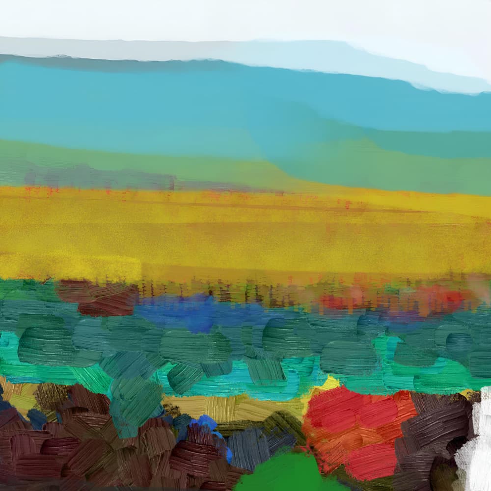 Colorful Abstract Landscape by Cesare Bellassai Art — canvas wall art
