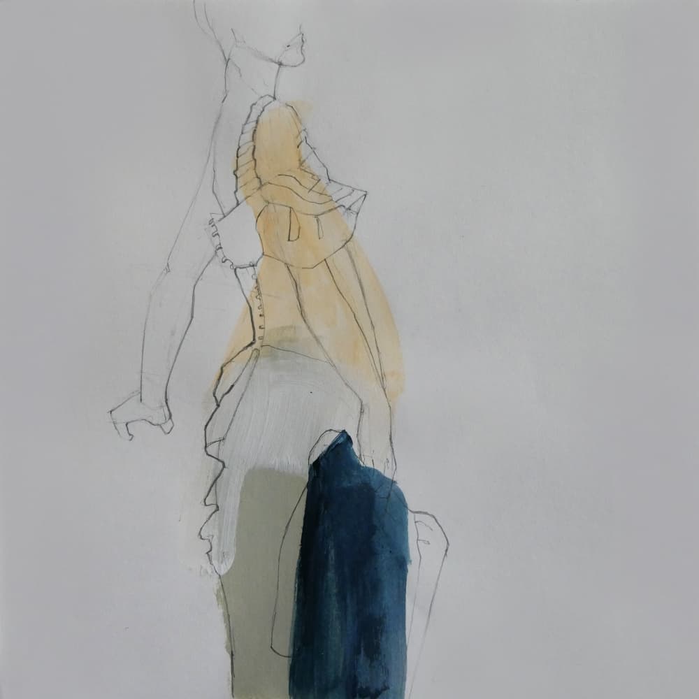 Yellow Dress Fashion Sketch by Doris Schmitz — canvas wall art