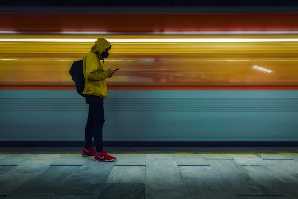 Subway Light Trails by Angel Barrera — canvas wall art