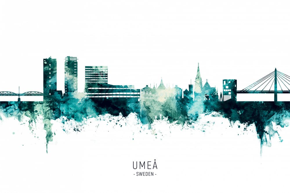 Umeå Sweden Skyline by Michael Tompsett — canvas wall art