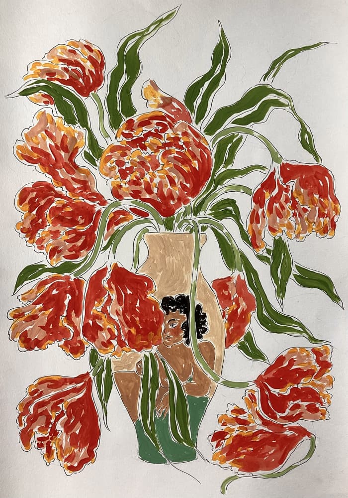 Vibrant Tulips in Vase