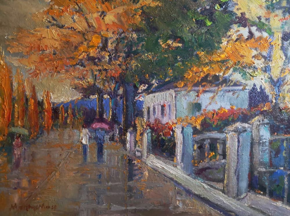 Autumn Rainy Street by Matthys Moss — canvas wall art