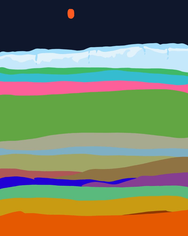 Vibrant Layered Landscape by Uma Gokhale — canvas wall art