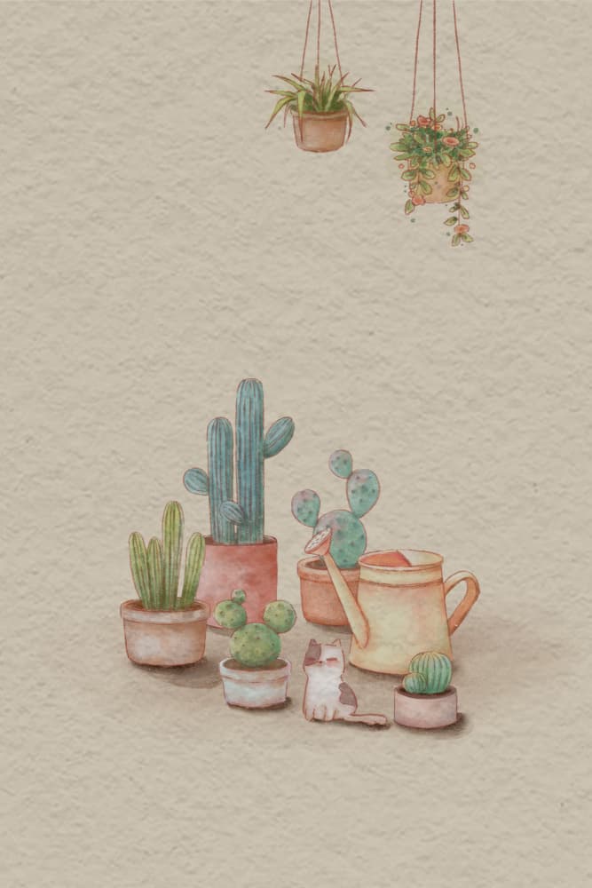 Cactus Cat Companions by Xuan Thai — canvas wall art
