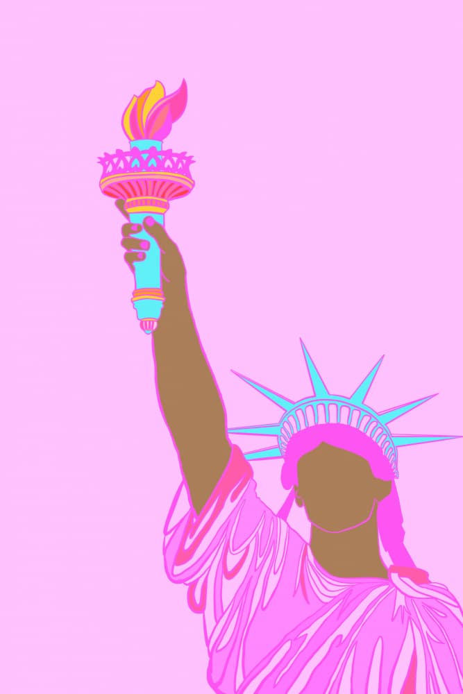Pink Pop Lady Liberty by Vibrant Vacationer (Audra) — canvas wall art