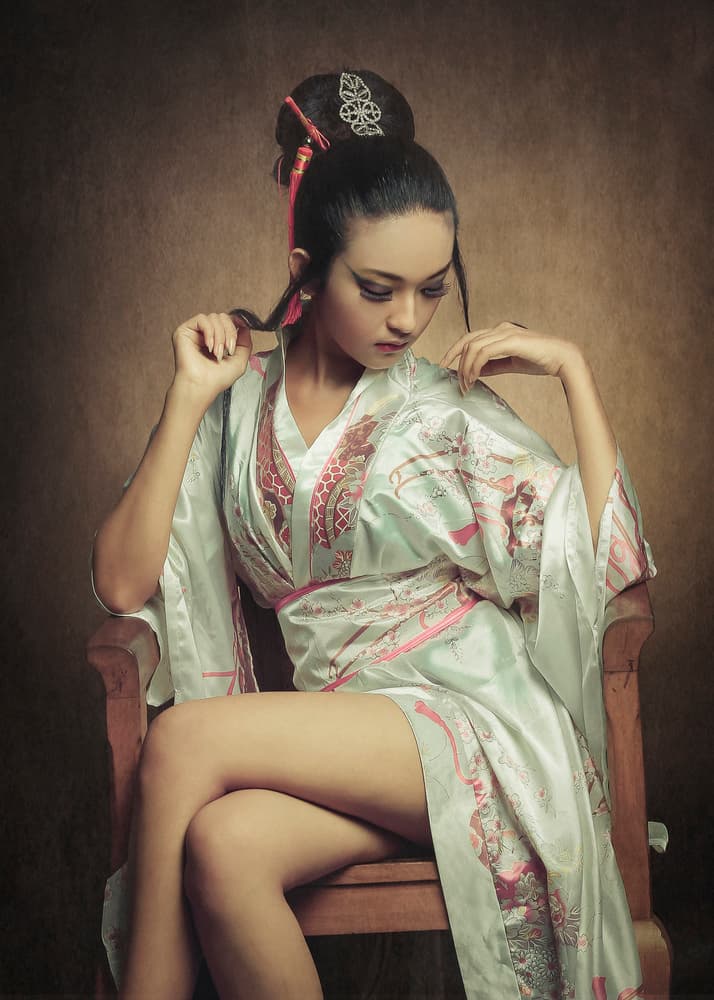 Elegant Kimono Portrait by Djayent Abdillah — canvas wall art