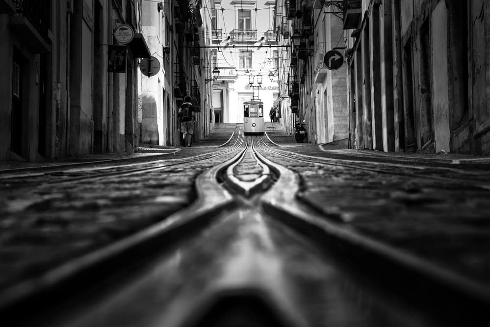 Lisbon Tram Tracks by Alex Eugenio — canvas wall art