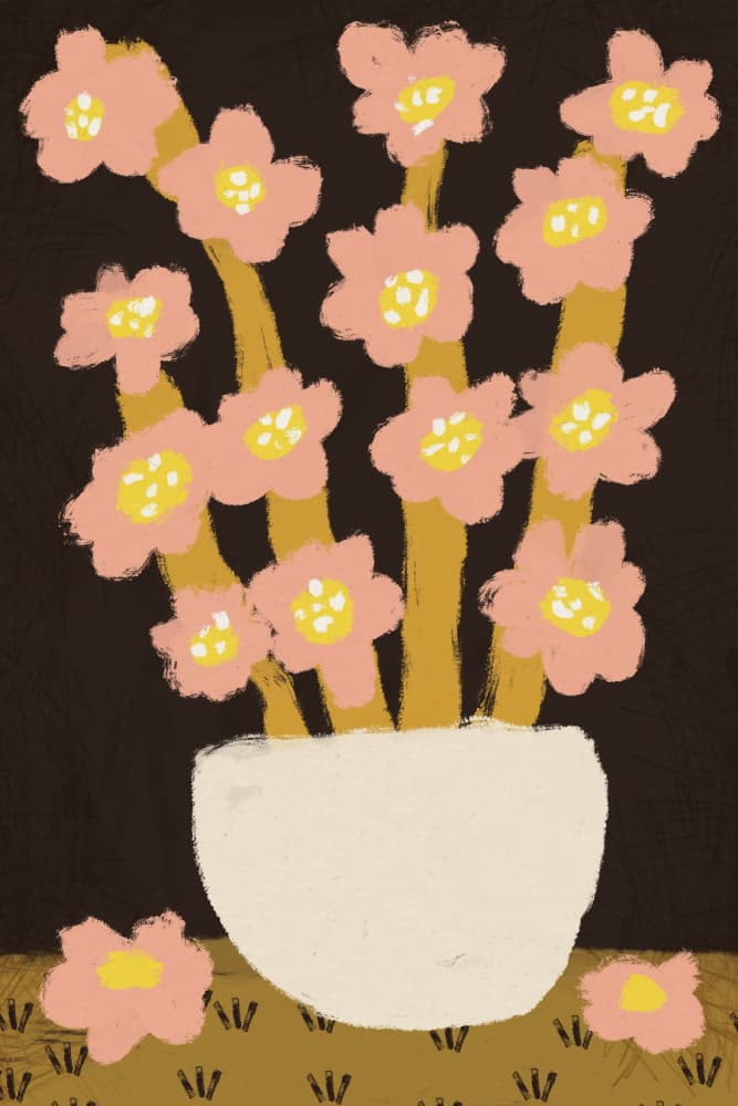 Blossoms in Vase by Treechild — canvas wall art
