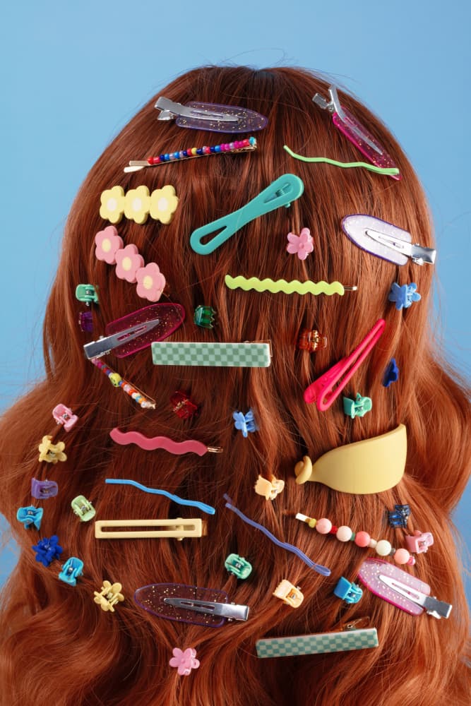 Colorful Retro Hair Clips by Julia Ramiro — canvas wall art