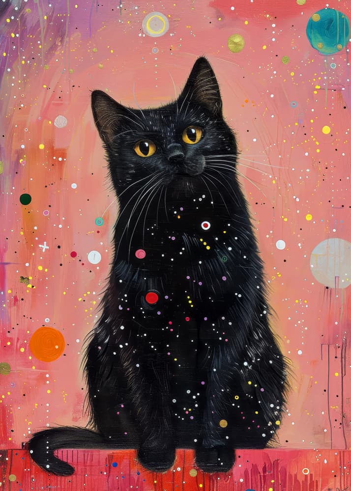 Cosmic Black Cat by Justyna Jaszke — canvas wall art