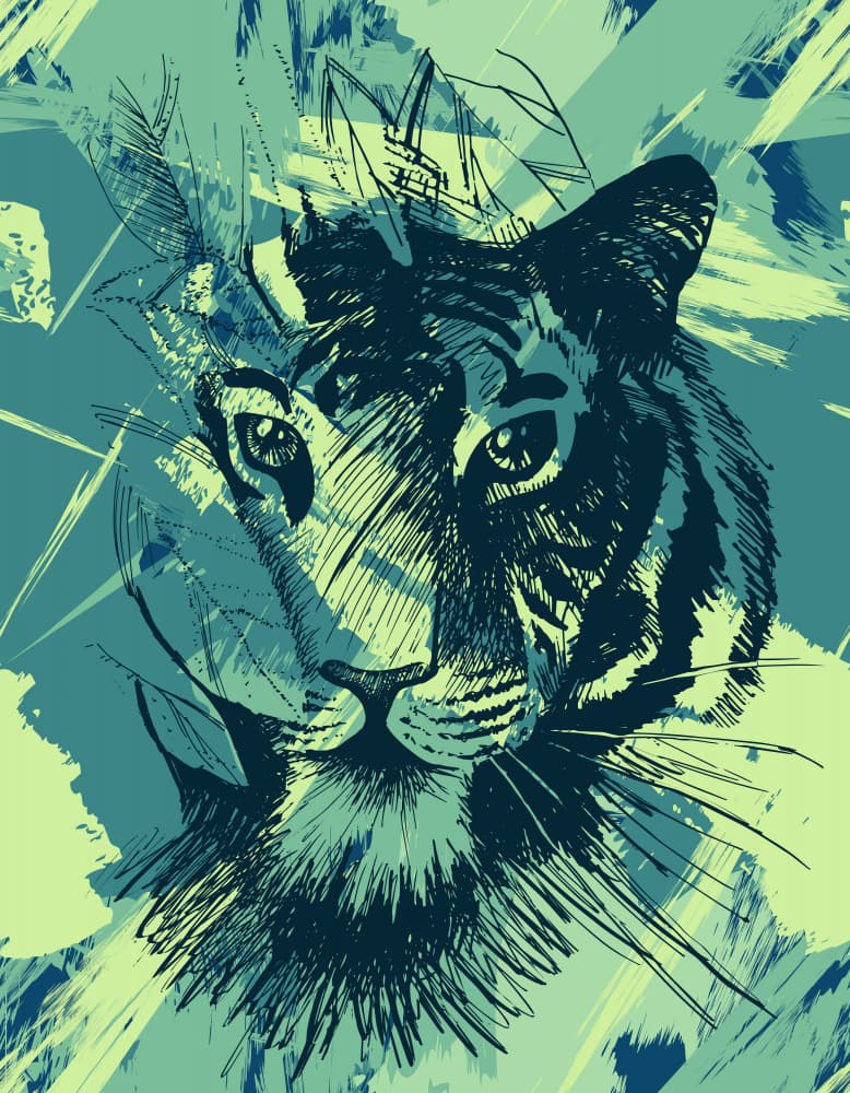 Abstract Green Tiger by Marika Barsrsind — canvas wall art