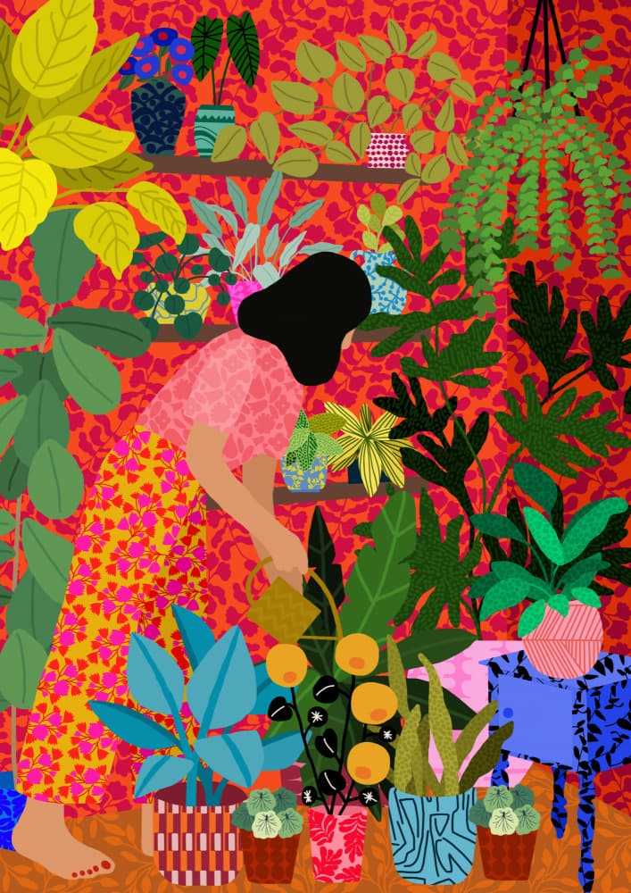 Watering My Plants by Rafaela Mascaro — canvas wall art