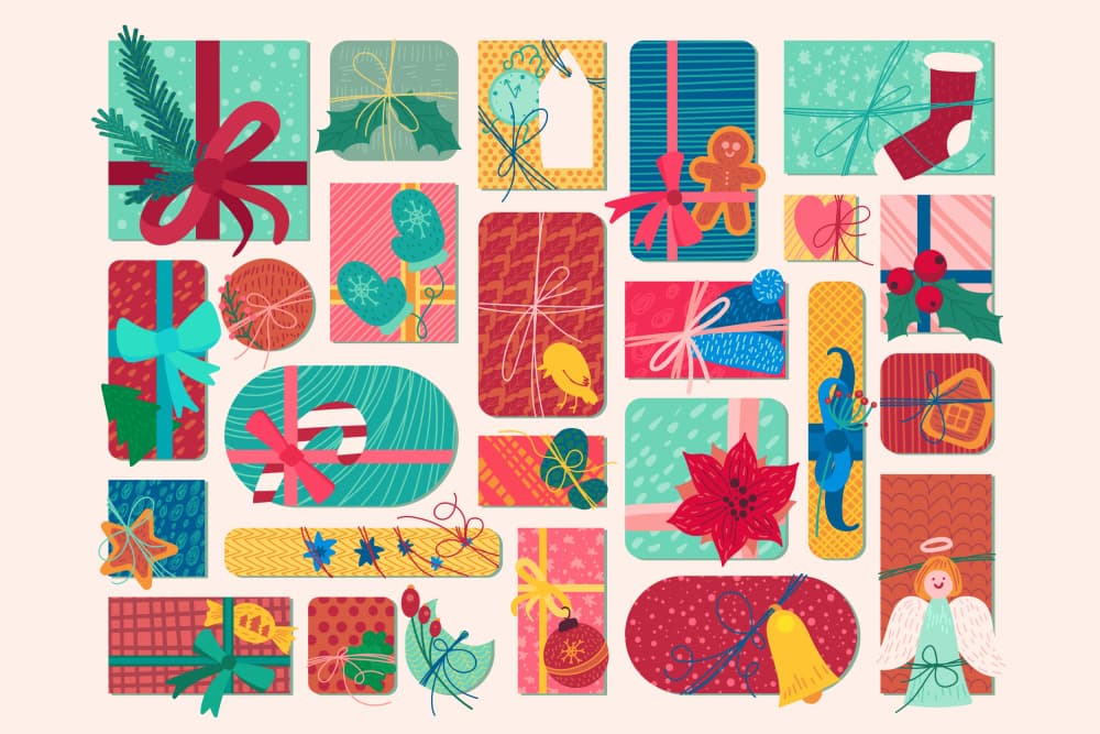 Festive Holiday Gifts by Marika Barsrsind — canvas wall art