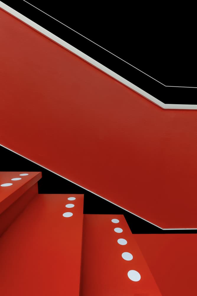 Geometric Red Stairs by Wilma Wijers Smeets — canvas wall art