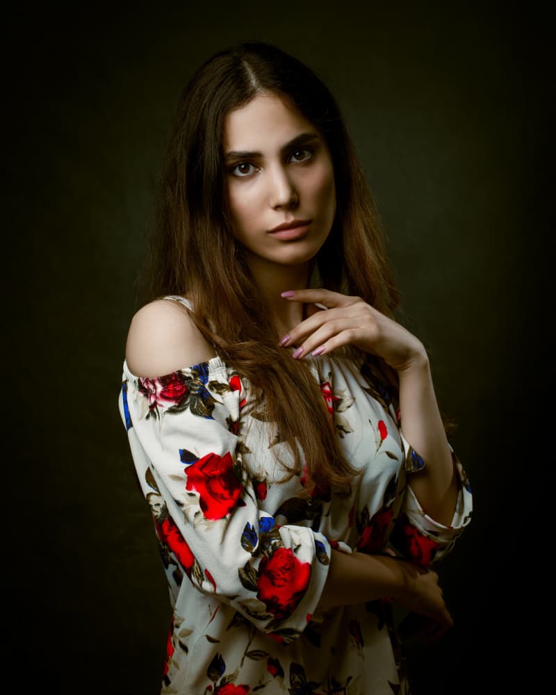 Pensive Floral Portrait by Mehdi Mokhtari — canvas wall art